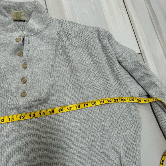Vintage LL Bean Light Gray Fisherman Sweater Shirt Heavy Cotton Made In USA XL - Picture 5 of 6
